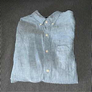 J. Crew Men’s Light Blue Linen Slim Button Down Shirt Size Medium